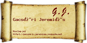 Gacsári Jeremiás névjegykártya